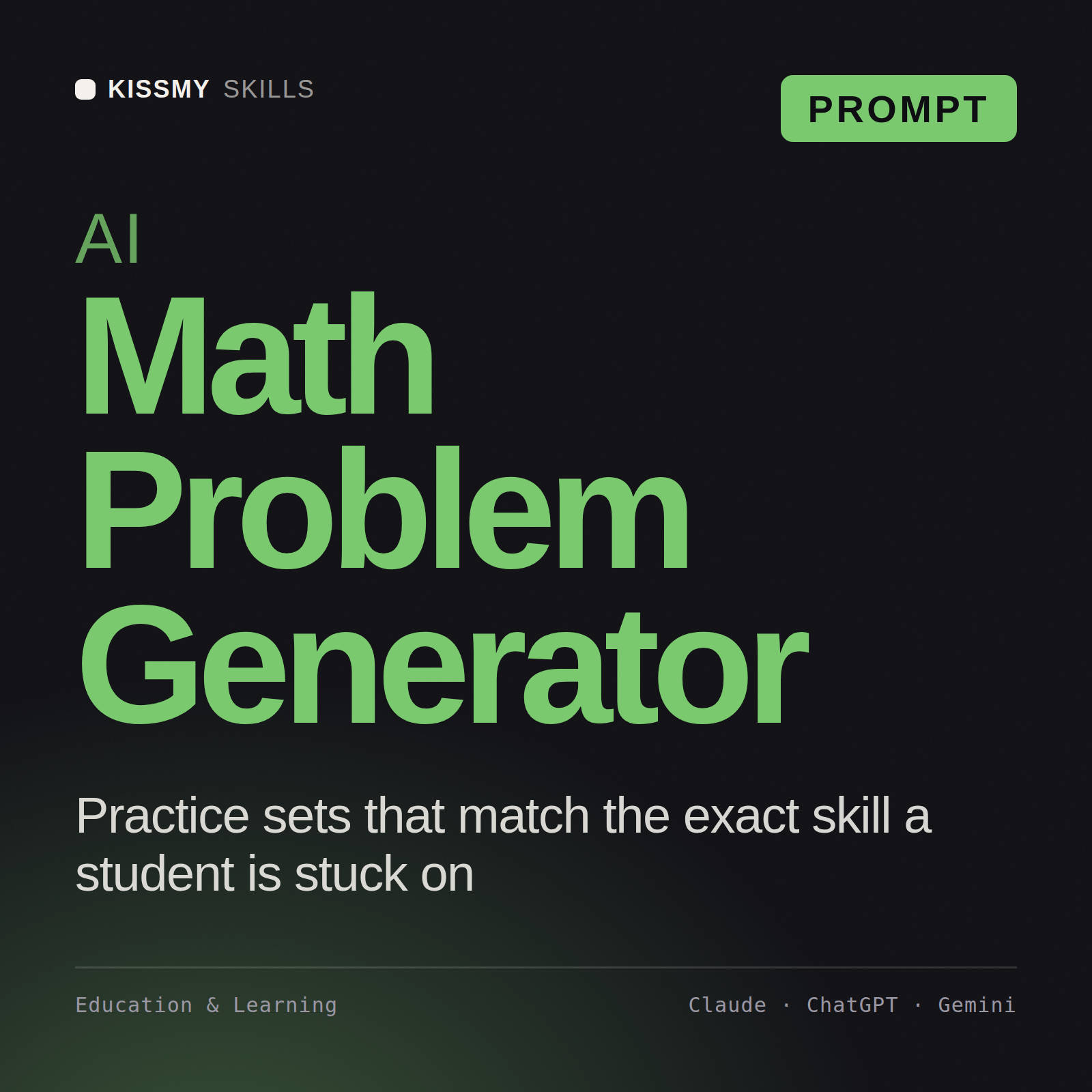 AI Math Problem Generator AI prompt by KissMySkills, cover