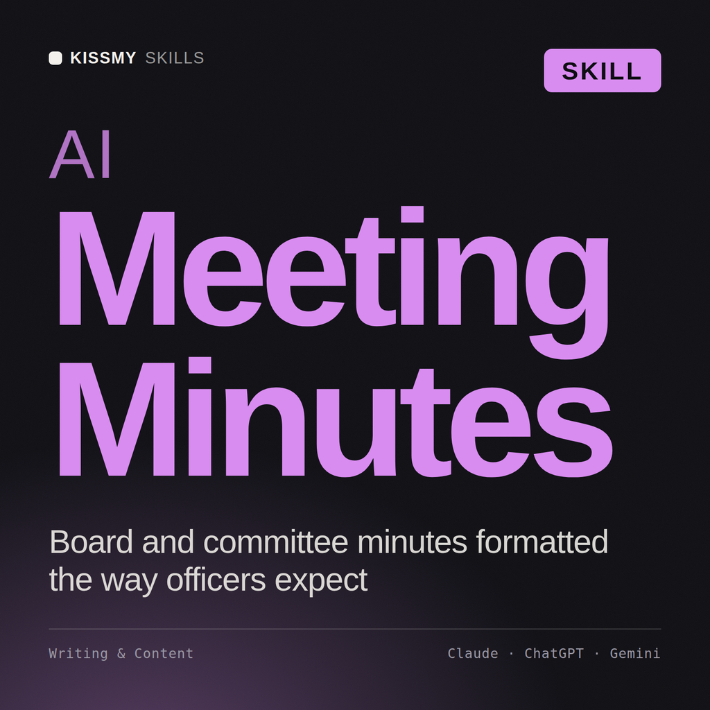 AI Meeting Minutes AI skill by KissMySkills, cover