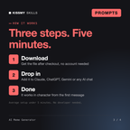 How the AI Meme Generator works in three steps: download, drop it into your AI chat, done
