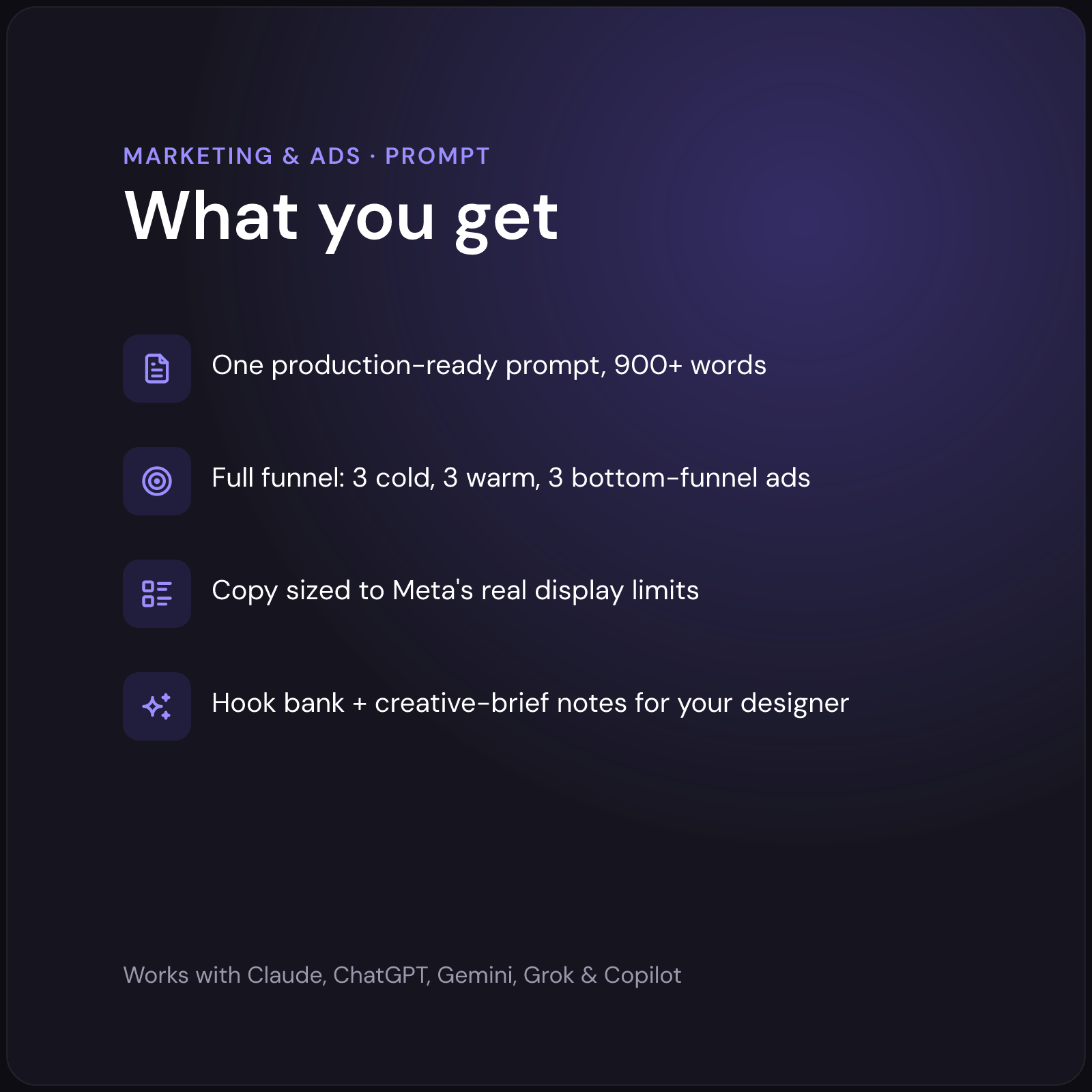What you get — AI Meta & Facebook Ads Copy Generator