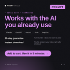 The AI Metal Lyrics AI prompt works with Claude, ChatGPT, Gemini and any AI chat, 30-day money-back guarantee