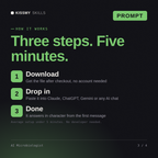How the AI Microbiologist AI prompt works in three steps: download, drop it into your AI chat, done