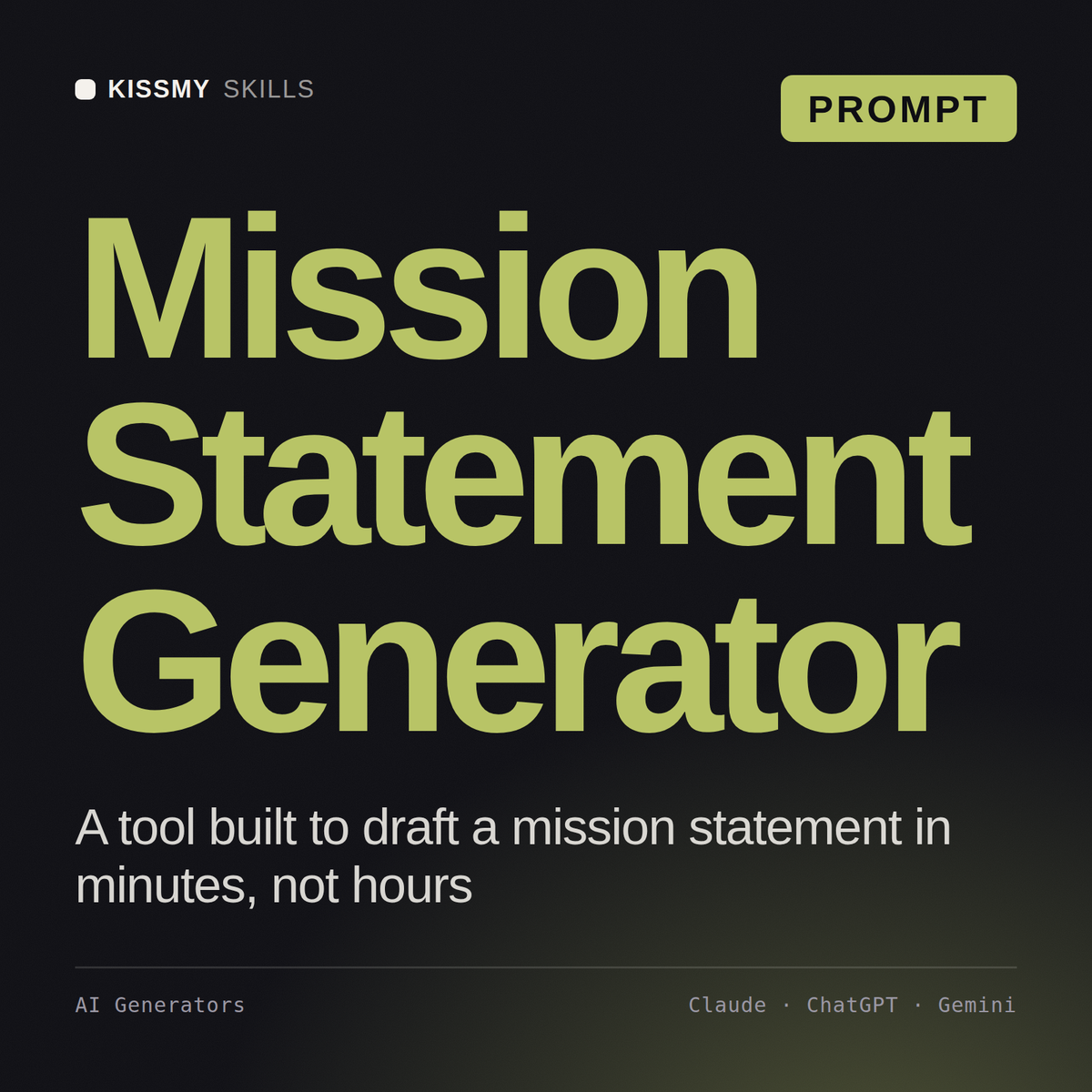Mission Statement Generator AI prompt by KissMySkills, cover
