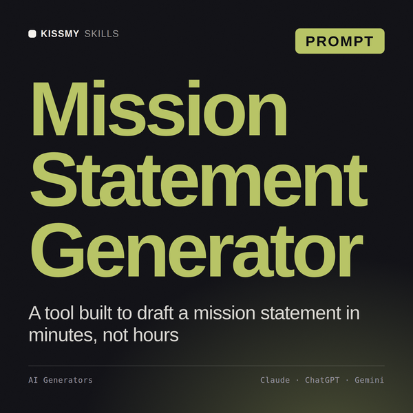 Mission Statement Generator AI prompt by KissMySkills, cover