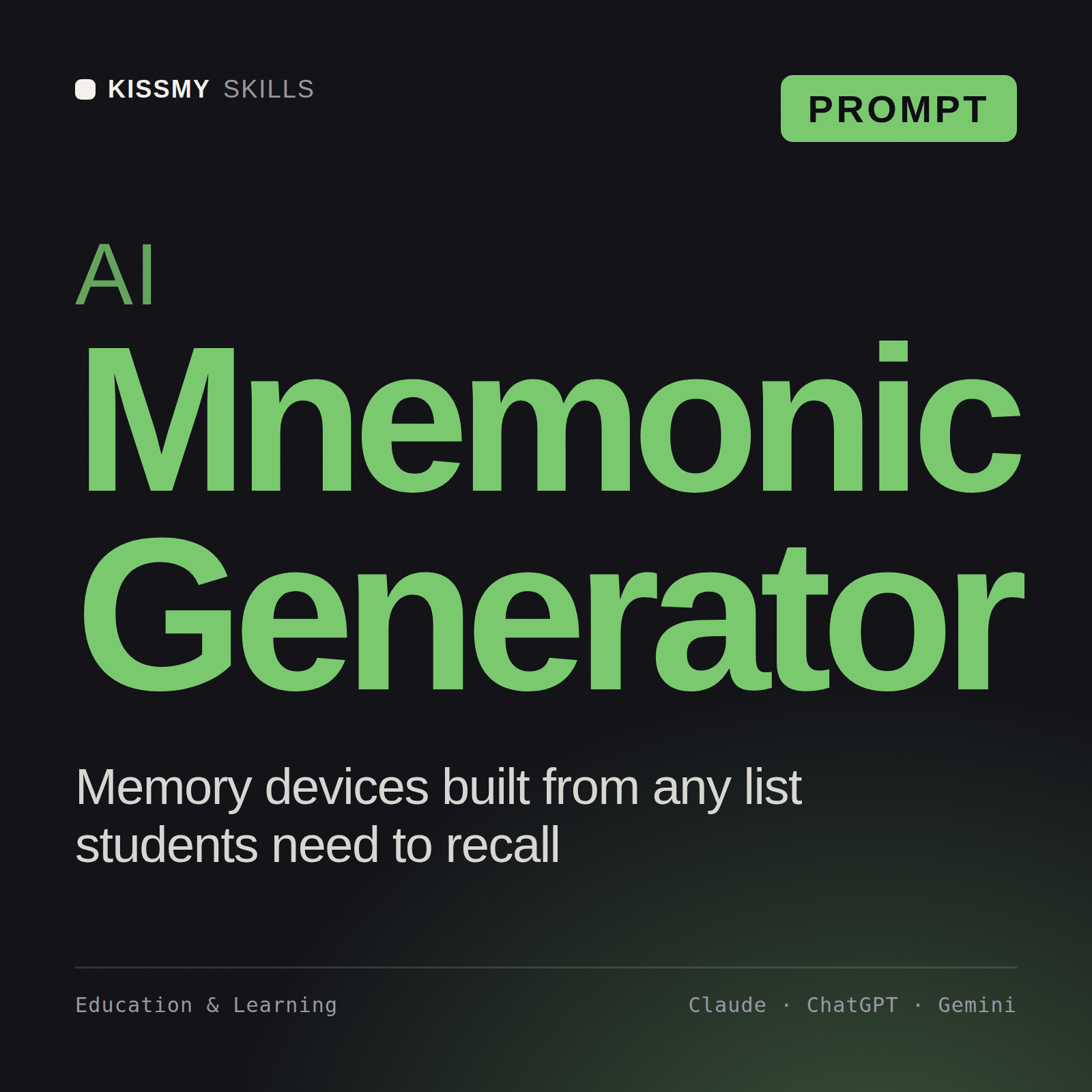 AI Mnemonic Generator AI prompt by KissMySkills, cover