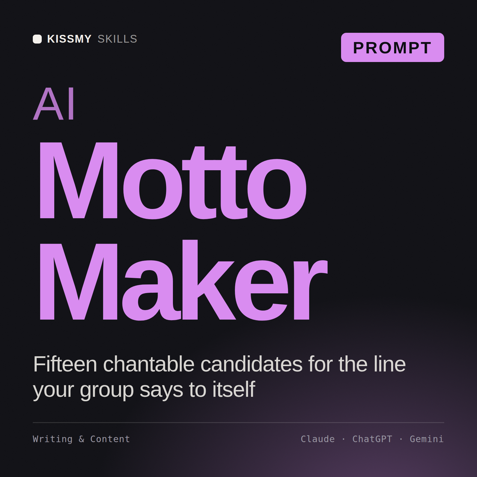 AI Motto Maker AI prompt by KissMySkills, cover
