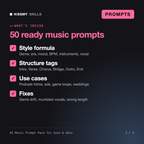 What's inside the AI Music Prompt Pack for Suno & Udio: Style formula, Structure tags, Use cases, Fixes