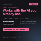 The AI Music Prompt Pack for Suno & Udio works with Claude, ChatGPT, Gemini and any AI chat, 30-day money-back guarantee