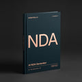 NDA Generator prompts for Claude by KissMySkills, deep midnight-teal laid paper cover with the monogram NDA