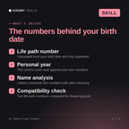 What's inside the AI Numerology Reader AI skill: Life path number, Personal year, Name analysis, Compatibility check