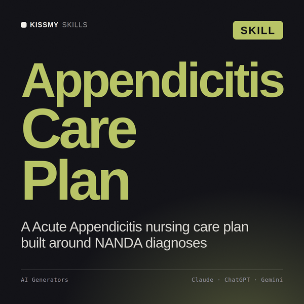 Appendicitis Care Plan AI skill by KissMySkills, cover