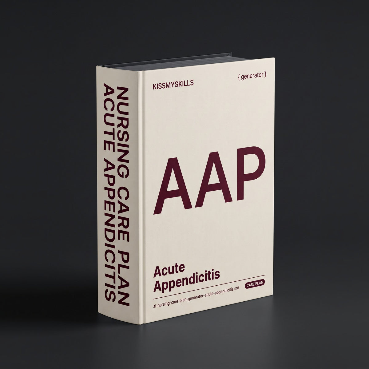 Acute Appendicitis Nursing Care Plan Claude skill by KissMySkills, warm bone white laid paper cover with the monogram AAP