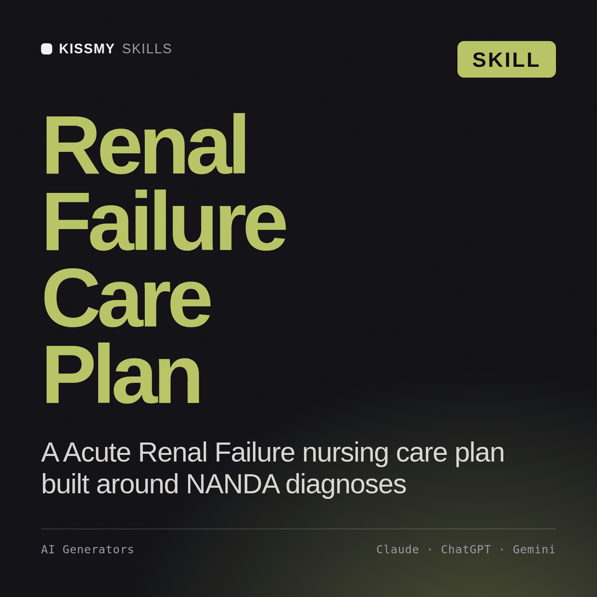 Renal Failure Care Plan AI skill by KissMySkills, cover