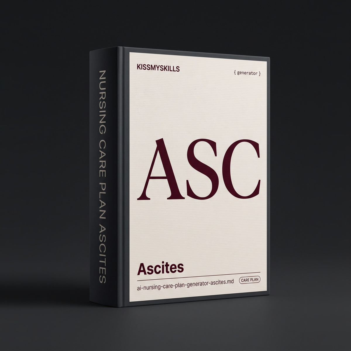 Ascites Nursing Care Plan Claude skill by KissMySkills, warm bone white laid paper cover with the monogram ASC