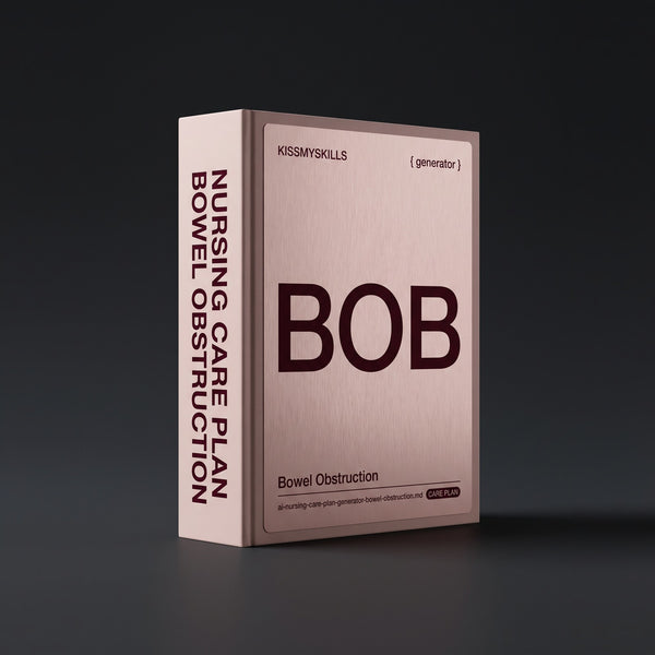 Bowel Obstruction Nursing Care Plan Claude skill by KissMySkills, brushed pale rose-bronze metal cover with the monogram BOB