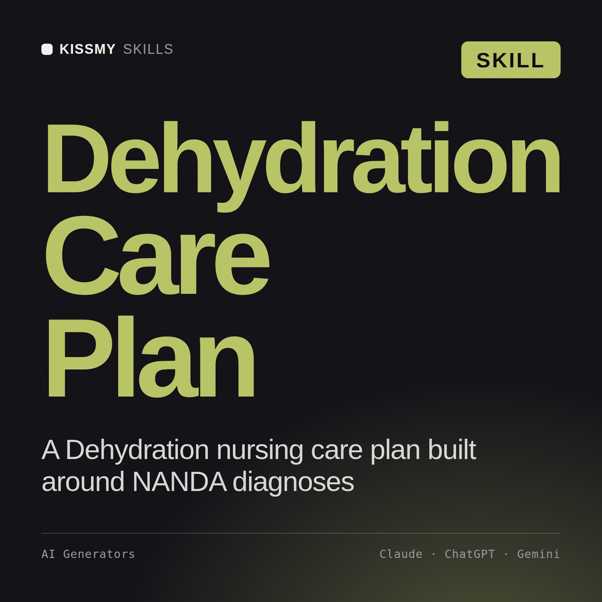 Dehydration Care Plan AI skill by KissMySkills, cover