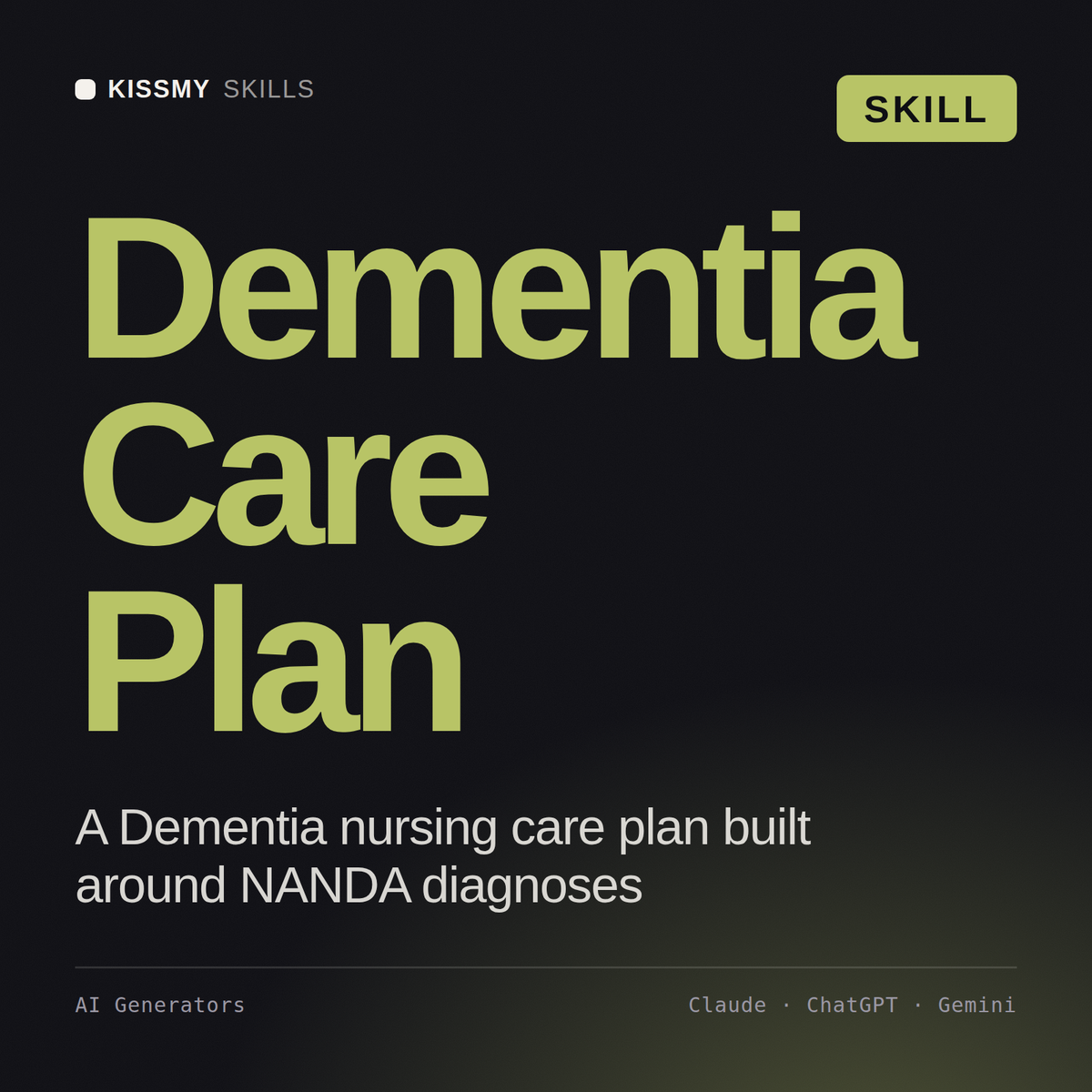 Dementia Care Plan AI skill by KissMySkills, cover