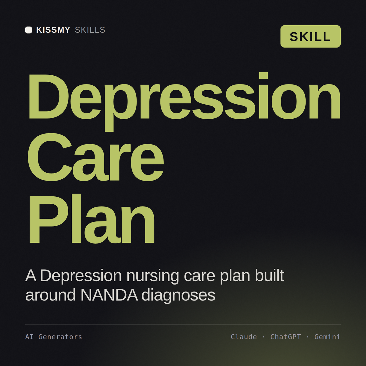 Depression Care Plan AI skill by KissMySkills, cover
