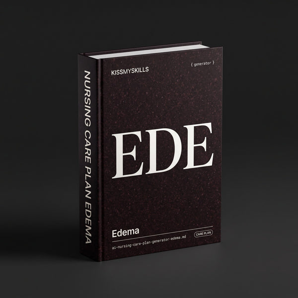 Edema Nursing Care Plan Claude skill by KissMySkills, near-black deep red porphyry stone cover with the monogram EDE