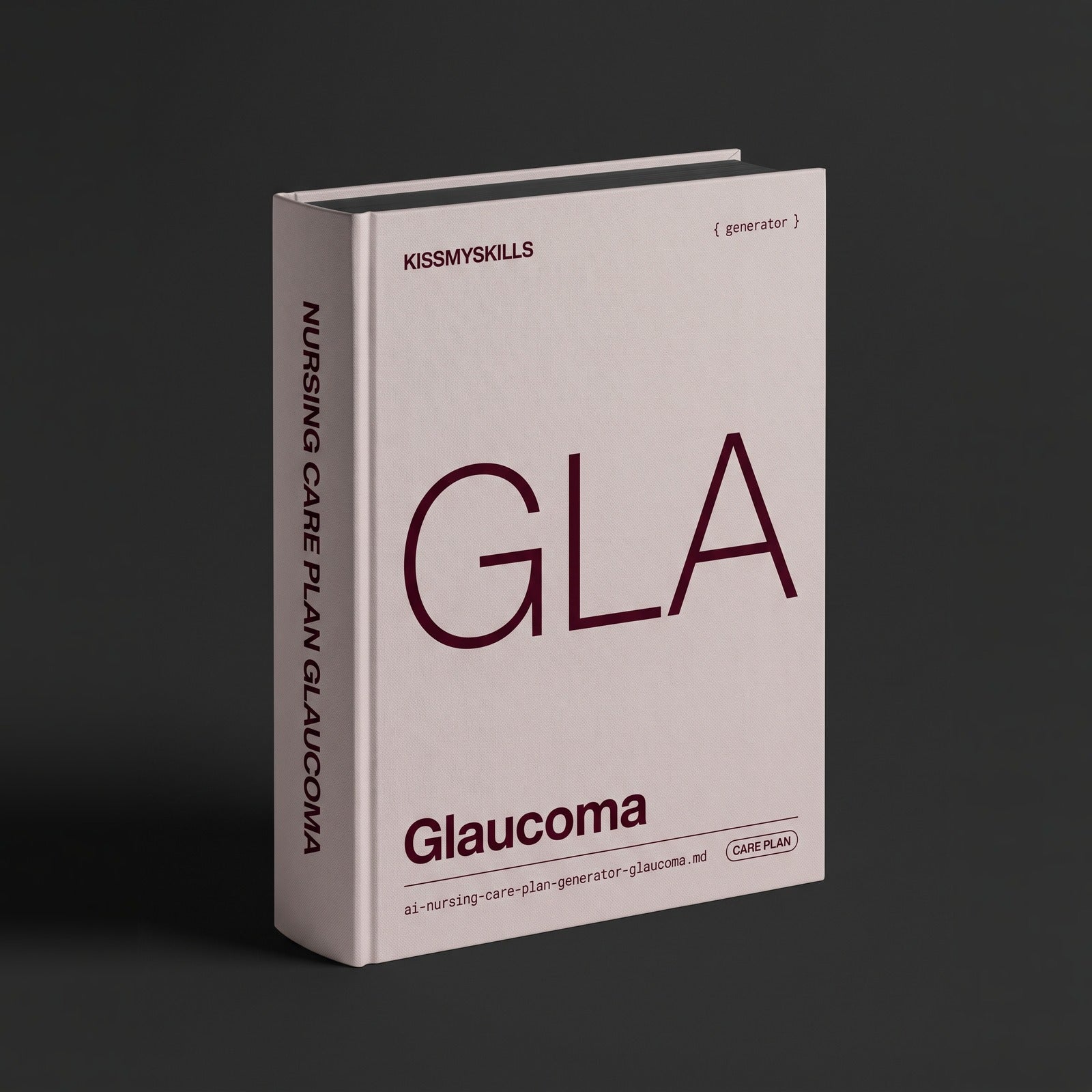Glaucoma Nursing Care Plan Claude skill by KissMySkills, pale warm blush grey bookcloth cover with the monogram GLA