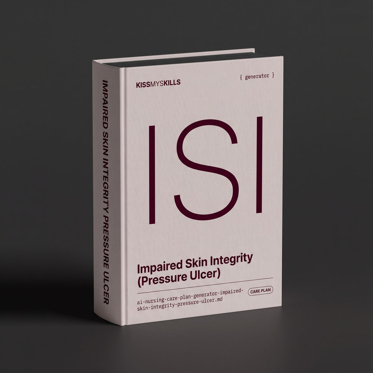 Impaired Skin Integrity (Pressure Ulcer) Nursing Care Plan Claude skill by KissMySkills, pale warm blush grey bookcloth cover