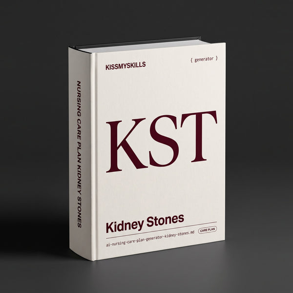 Kidney Stones Nursing Care Plan Claude skill by KissMySkills, pale warm chalk white cotton-rag paper cover