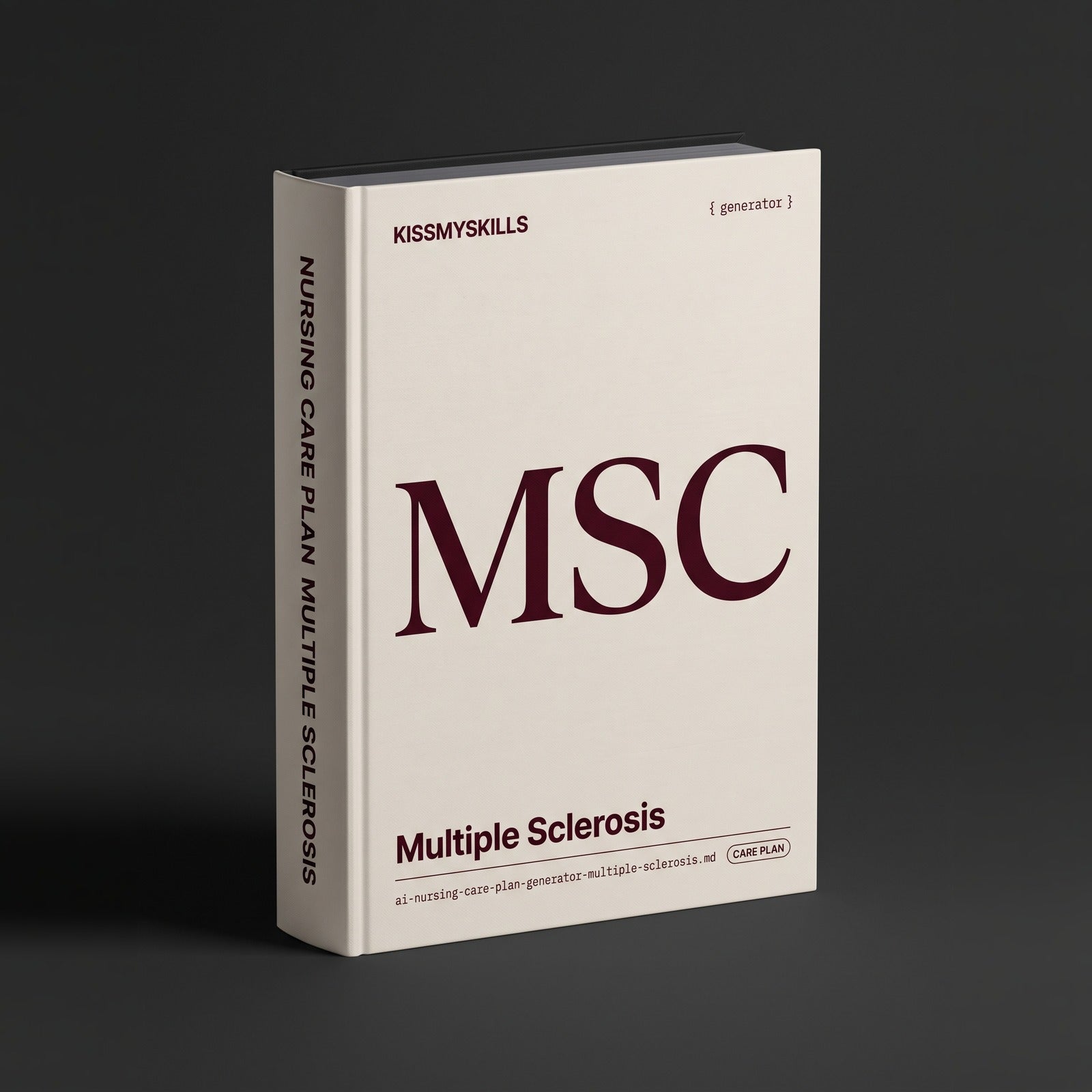Multiple Sclerosis Nursing Care Plan Claude skill by KissMySkills, warm bone white laid paper cover with the monogram MSC