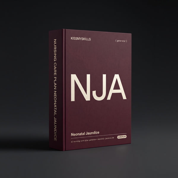Neonatal Jaundice Nursing Care Plan Claude skill by KissMySkills, deep wine-burgundy laid paper cover with the monogram NJA