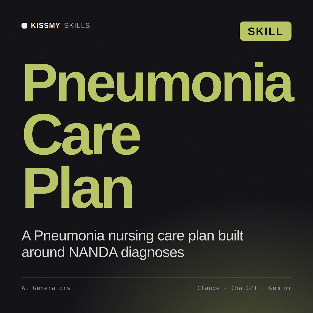 Pneumonia Care Plan AI skill by KissMySkills, cover
