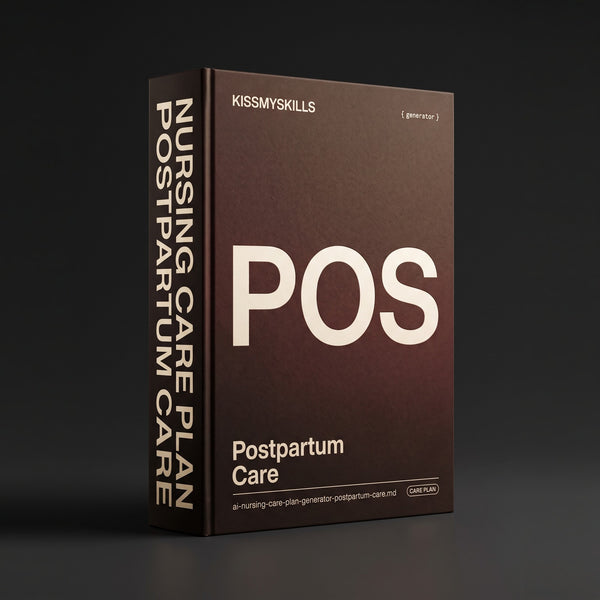 Postpartum Care Nursing Care Plan Claude skill by KissMySkills, dark bronze cover with the monogram POS