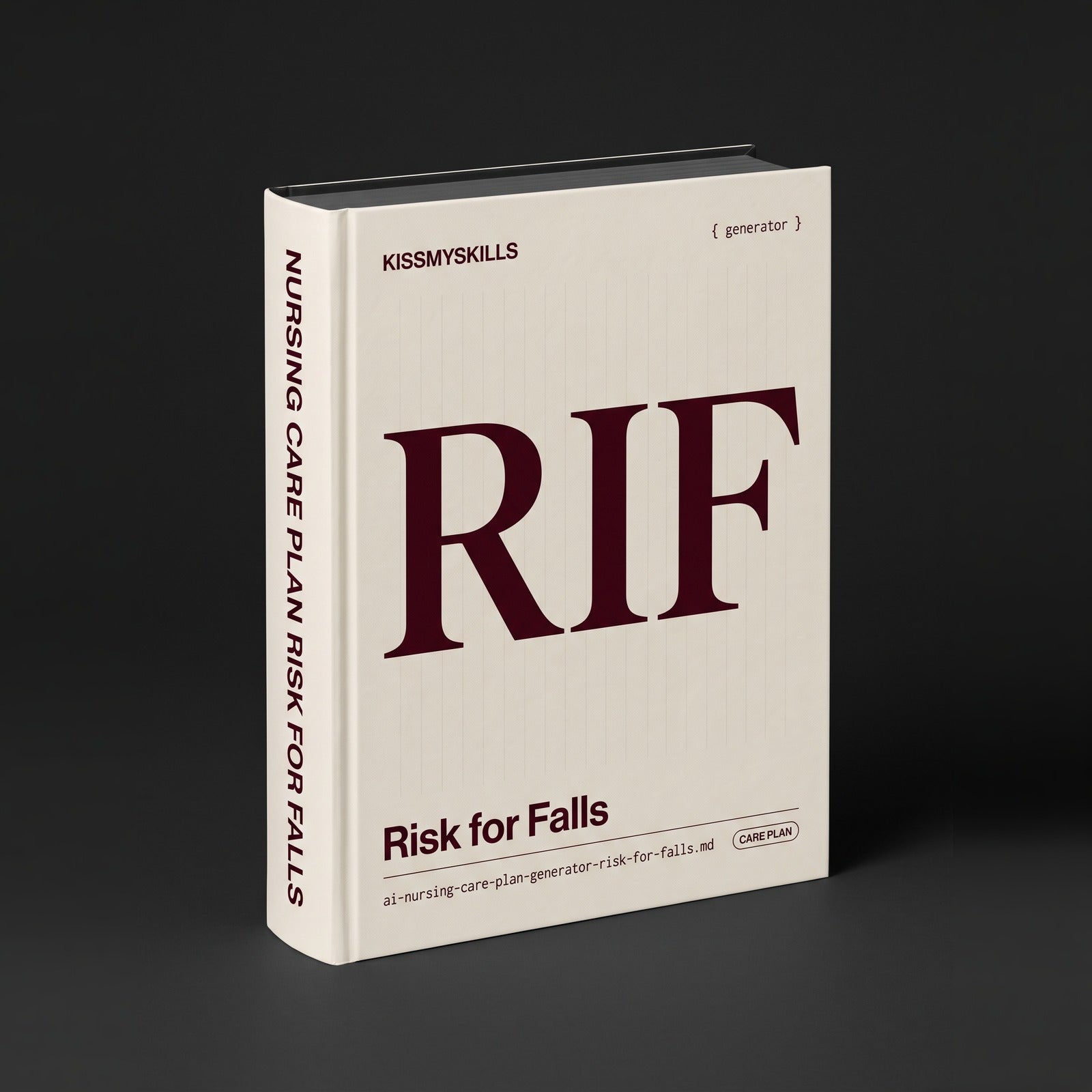 Risk for Falls Nursing Care Plan Claude skill by KissMySkills, warm bone white laid paper cover with the monogram RIF