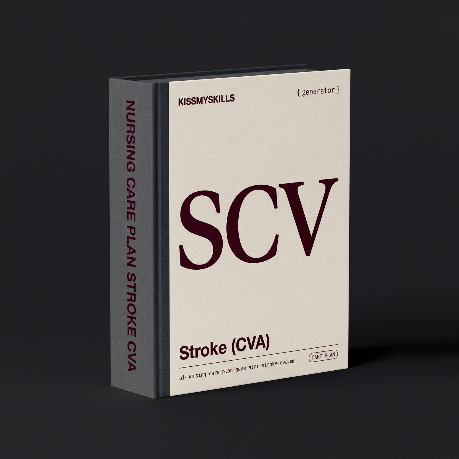 Stroke (CVA) Nursing Care Plan Claude skill by KissMySkills, warm bone white laid paper cover with the monogram SCV
