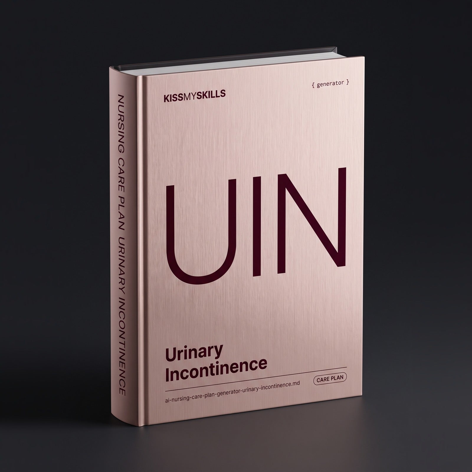 Urinary Incontinence Nursing Care Plan Claude skill by KissMySkills, brushed pale rose-bronze metal cover