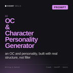 AI OC & Character Personality Generator AI prompt by KissMySkills, cover