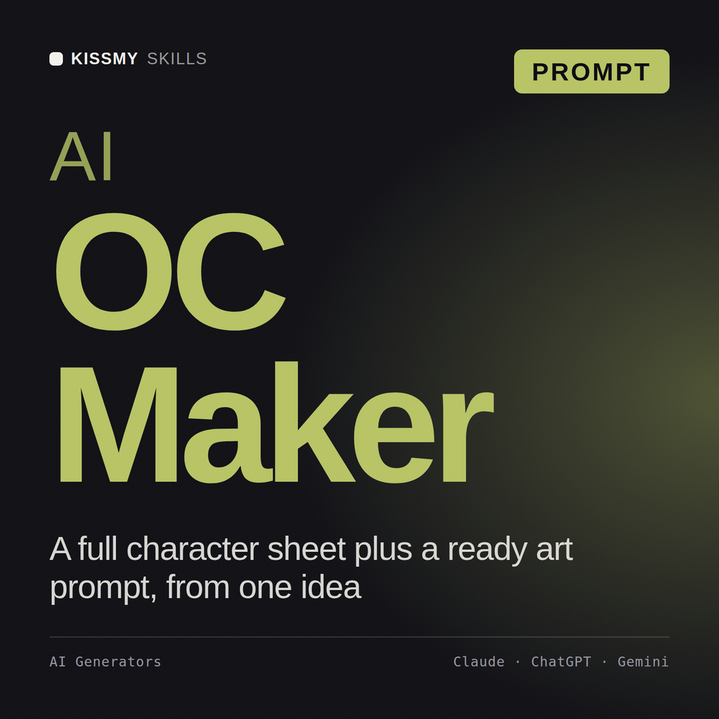AI OC Maker AI prompt by KissMySkills, cover