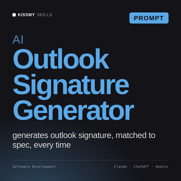 AI Outlook Signature Generator AI prompt by KissMySkills, cover
