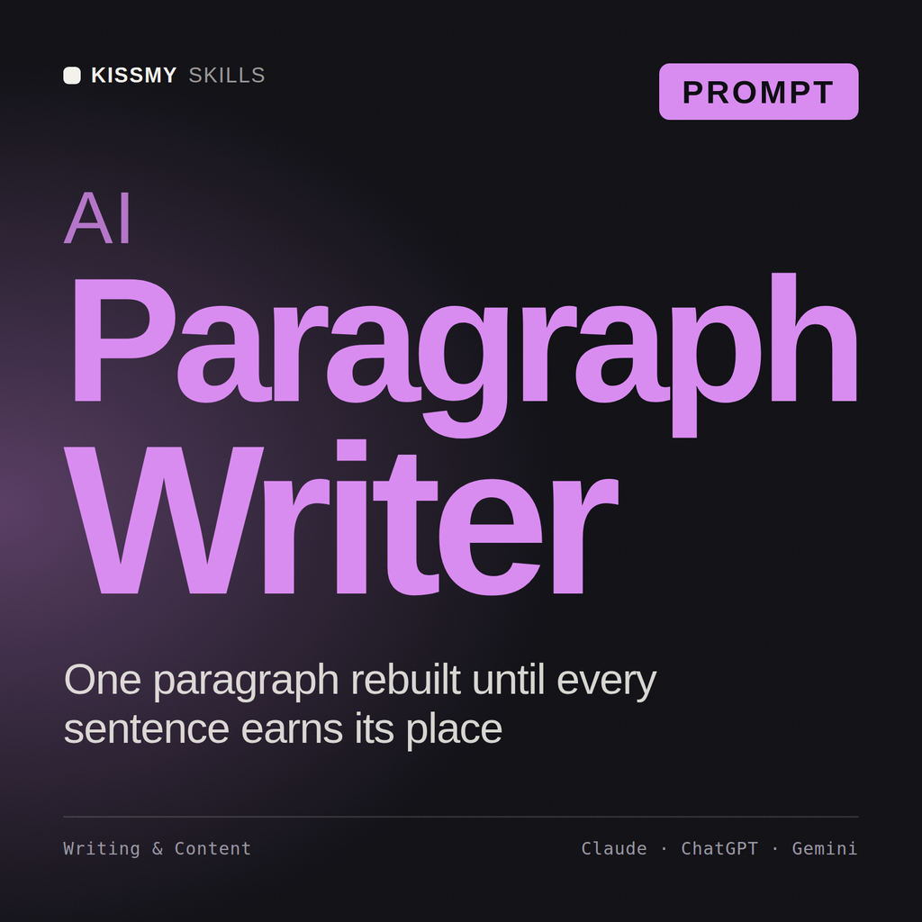 AI Paragraph Writer AI prompt by KissMySkills, cover