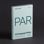 Paragraph Writer prompts for Claude by KissMySkills, pale sea-glass bookcloth cover with the monogram PAR