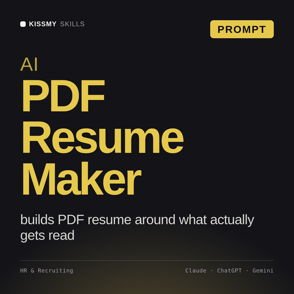 AI PDF Resume Maker AI prompt by KissMySkills, cover