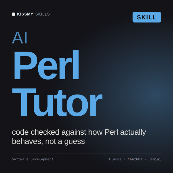 AI Perl Tutor AI skill by KissMySkills, cover