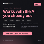 The AI Personal Trainer AI skill works with Claude, ChatGPT, Gemini and any AI chat, 30-day money-back guarantee