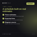 What's inside the AI PERT Chart Maker AI prompt: Three estimates, Expected time, Diagram source