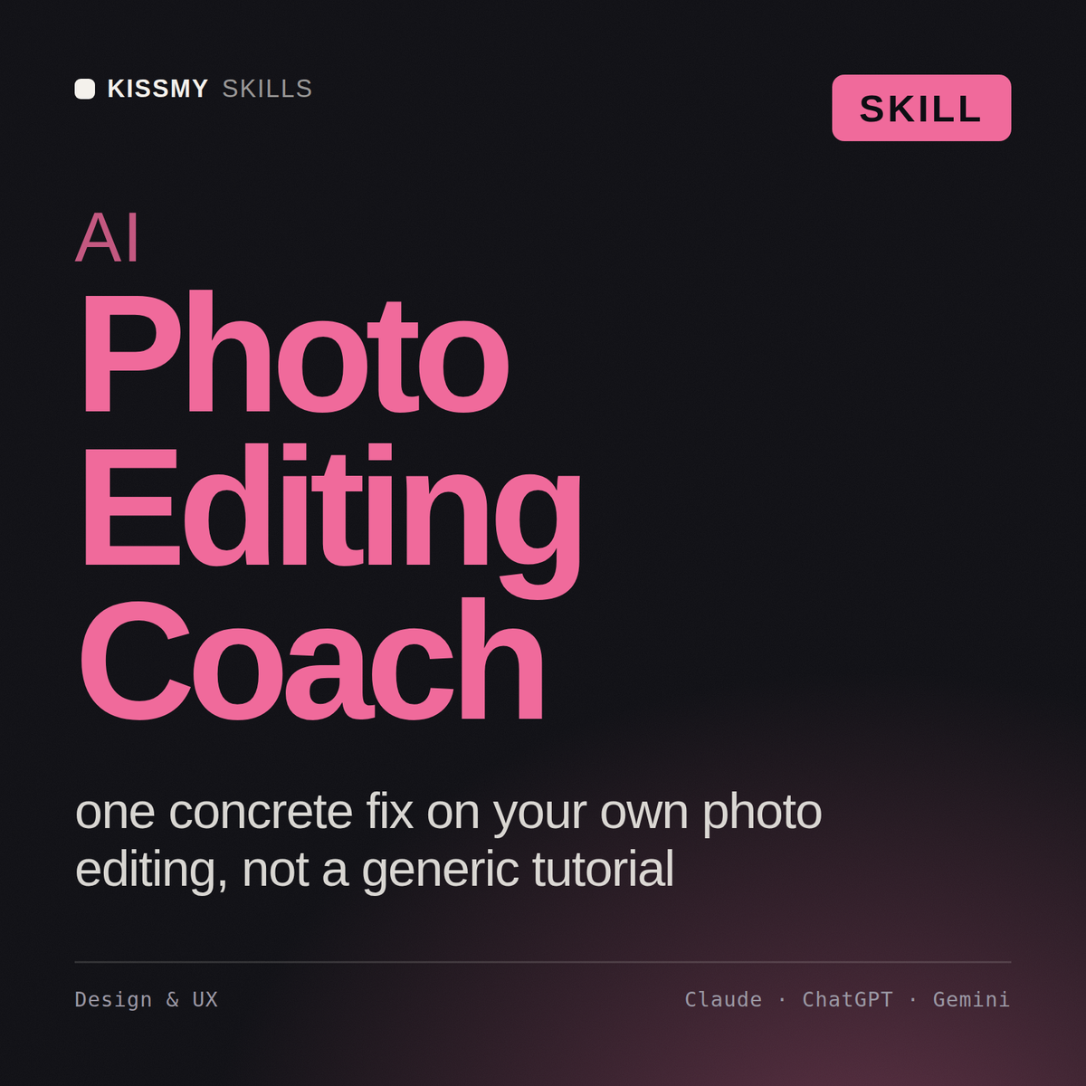 AI Photo Editing Coach AI skill by KissMySkills, cover