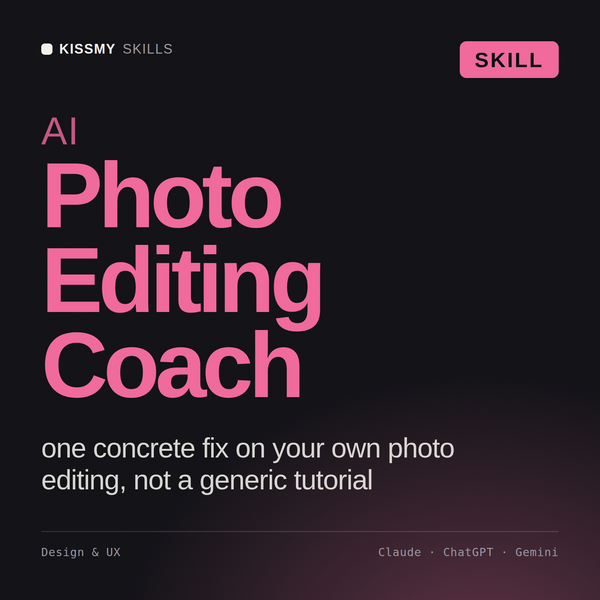 AI Photo Editing Coach AI skill by KissMySkills, cover