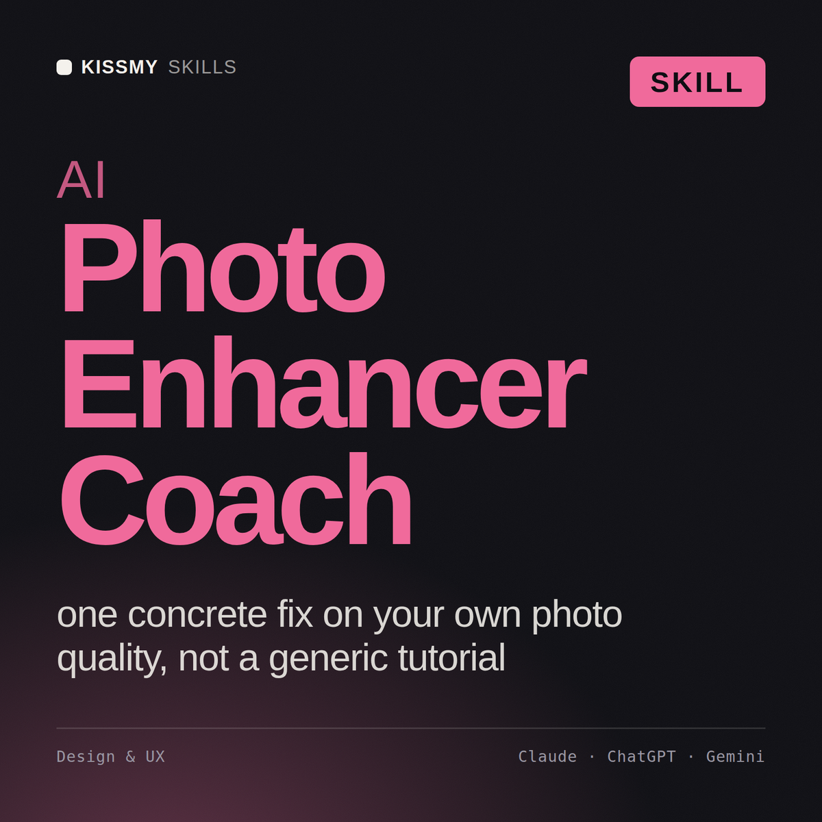 AI Photo Enhancer Coach AI skill by KissMySkills, cover