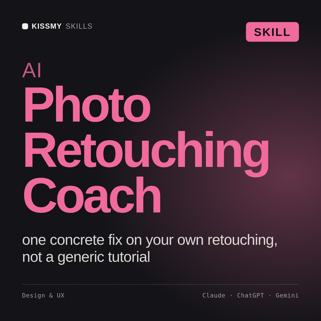 AI Photo Retouching Coach AI skill by KissMySkills, cover
