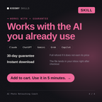 The AI Photo Retouching Coach AI skill works with Claude, ChatGPT, Gemini and any AI chat, 30-day money-back guarantee
