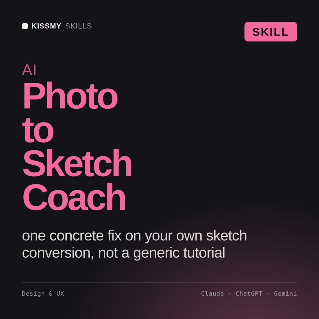 AI Photo to Sketch Coach AI skill by KissMySkills, cover