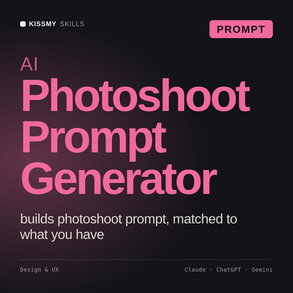 AI Photoshoot Prompt Generator AI prompt by KissMySkills, cover