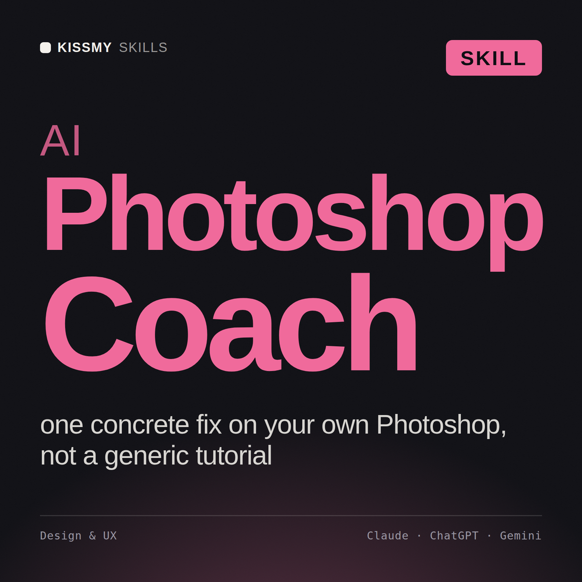 AI Photoshop Coach AI skill by KissMySkills, cover